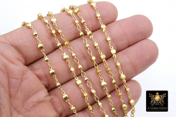 Gold And Silver Beaded Morrocan Rosary Chain Link, Unfinished By The Foot